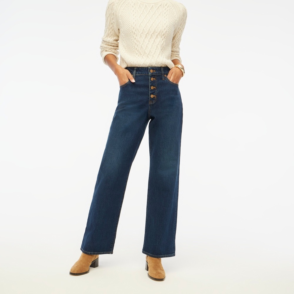 NWT J. Crew Factory Curvy full-length wide-leg jean in all-day stretch, sz 33